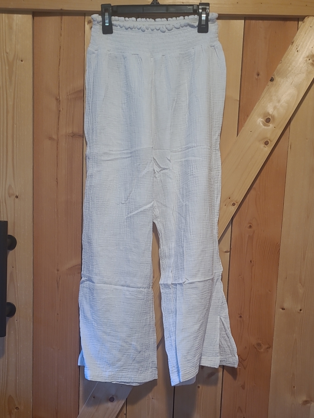 4ourdreamers Women's Lightweight Gauze White Wide-Leg Pants